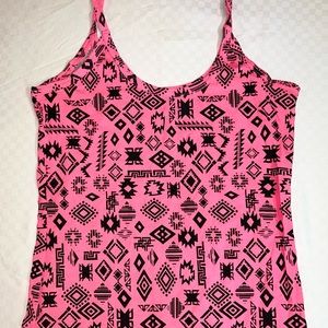 No Boundaries Neon Pink Tribal Tank Size L
